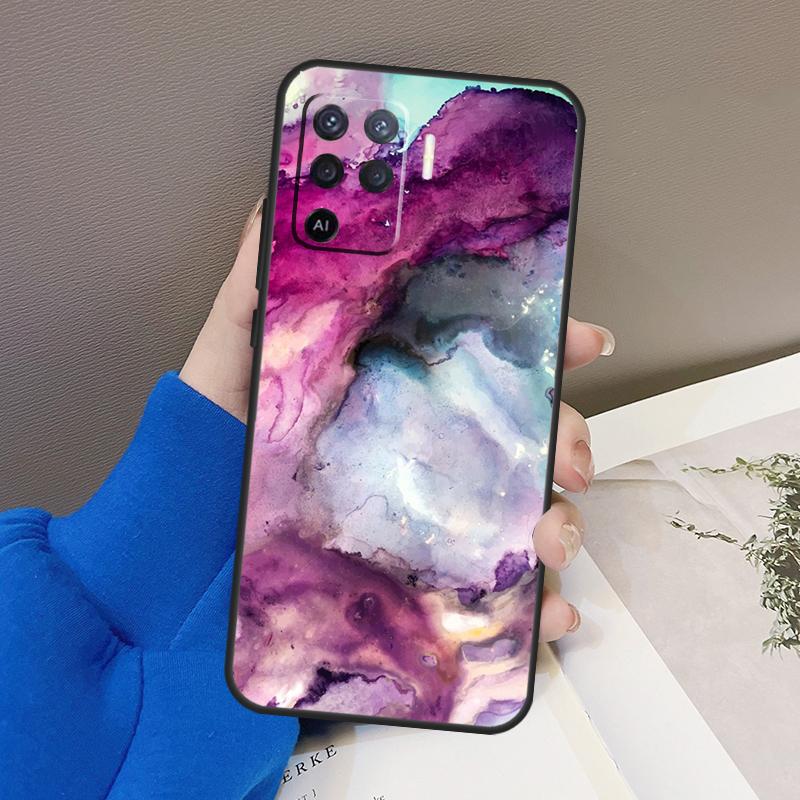 Beachy Pastel Abstract Painting Case For Oppo A76 A16 A96 A17 A18 A60 A80 A40 A38 A58 A78 A98 A94 A74 A54 A15 A57 A77 A5 Pro