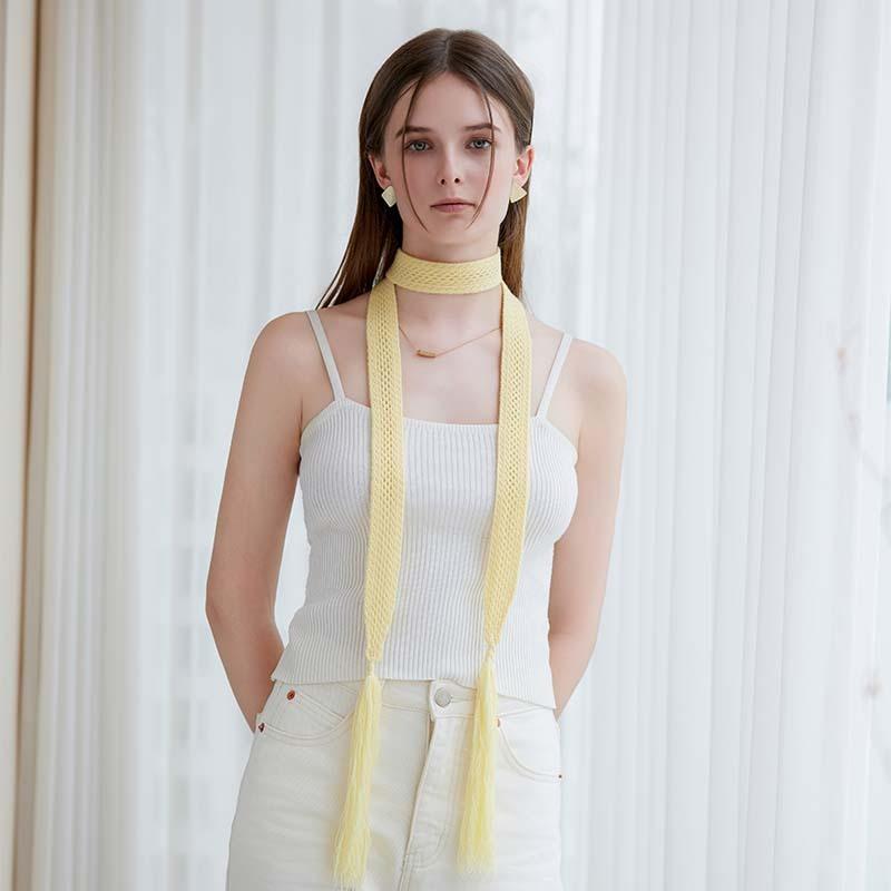 New high-end scarf women's winter fringed knitted scarf streamer neck