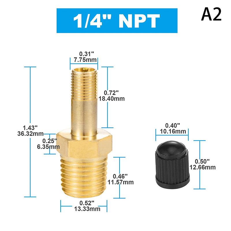 1/4 NPT 1/8 NPT Air Compressor Tanks Fill Valve Anti-Corrosion Brass Schrader Valve (M) Auto Tire Valve Core Inflator Connector