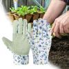 Damen Gartenhandschuhe mit Blumenmuster, durchstichfest, Unkrauthandschuhe mit rutschfesten Handflächen, dornenfest, stichfest für Graben, Pflanzen, Gartenarbeit