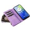 For Motorola Moto G04 4G/G24 4G/G04s 4G/E14 4G Leather Case with Strap Zipper 9 Card Slot Phone Cover Stand