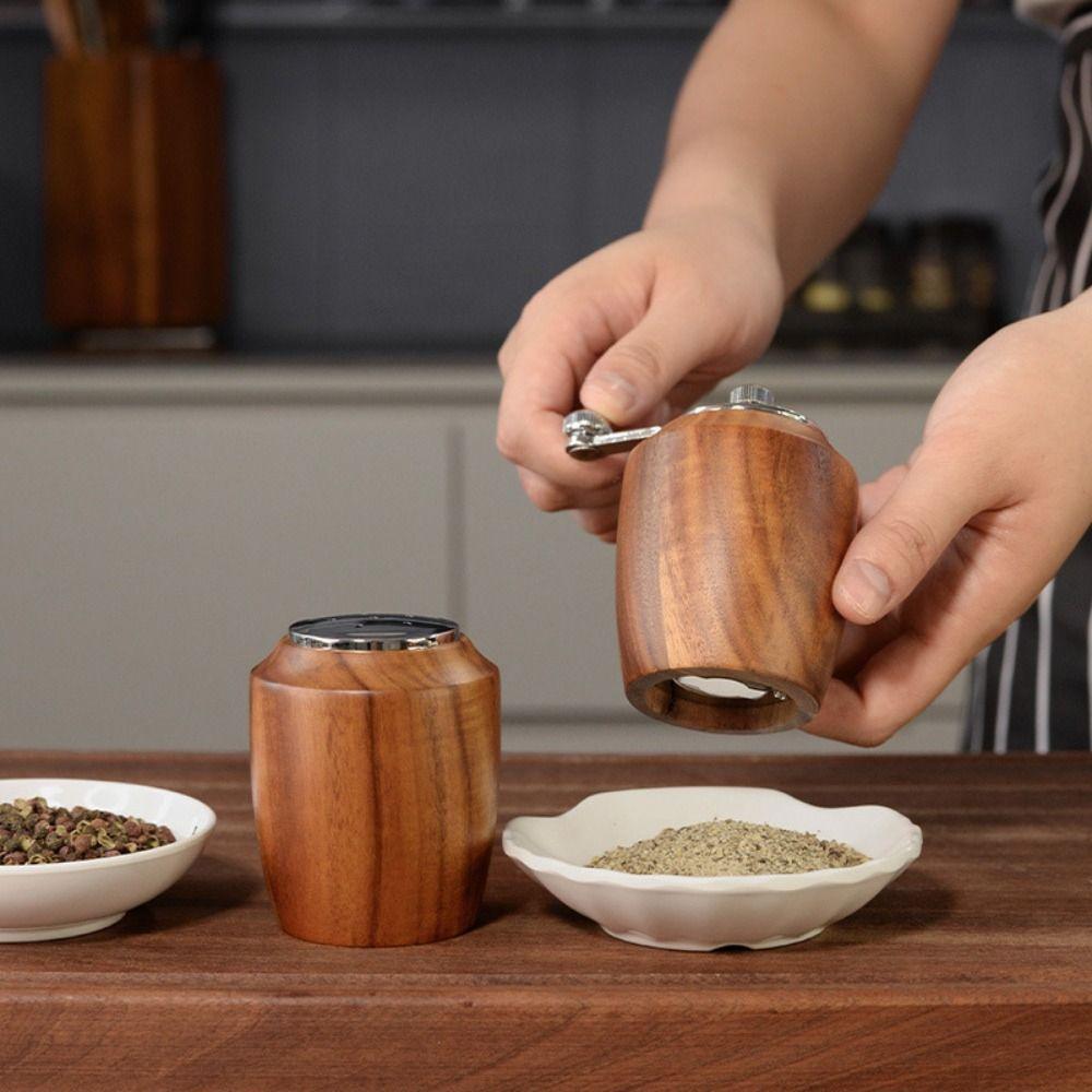 Manual Wooden Salt Pepper Grinder Adjustable Coarseness Pepper Grinding Bottle BBQ Salt Mill  Steak