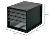 Nakabayashi A4 Letter Case, 4 Tiers (3 Shallow + 1 Deep), Black, A4E-04B