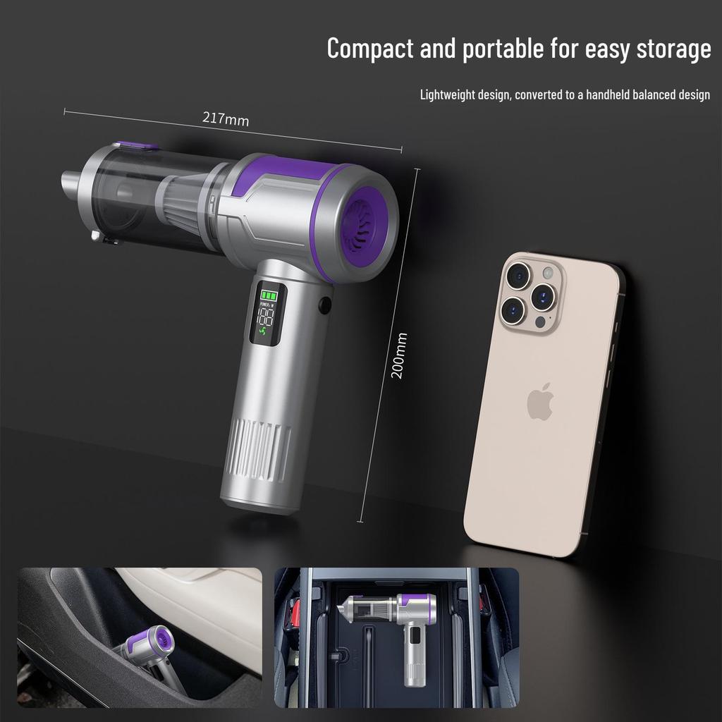 New Portable Handheld Wireless Vacuum Cleaner for Car and Home - Wash and Blow, Dual-Use, Strong Suction, Rechargeable.
