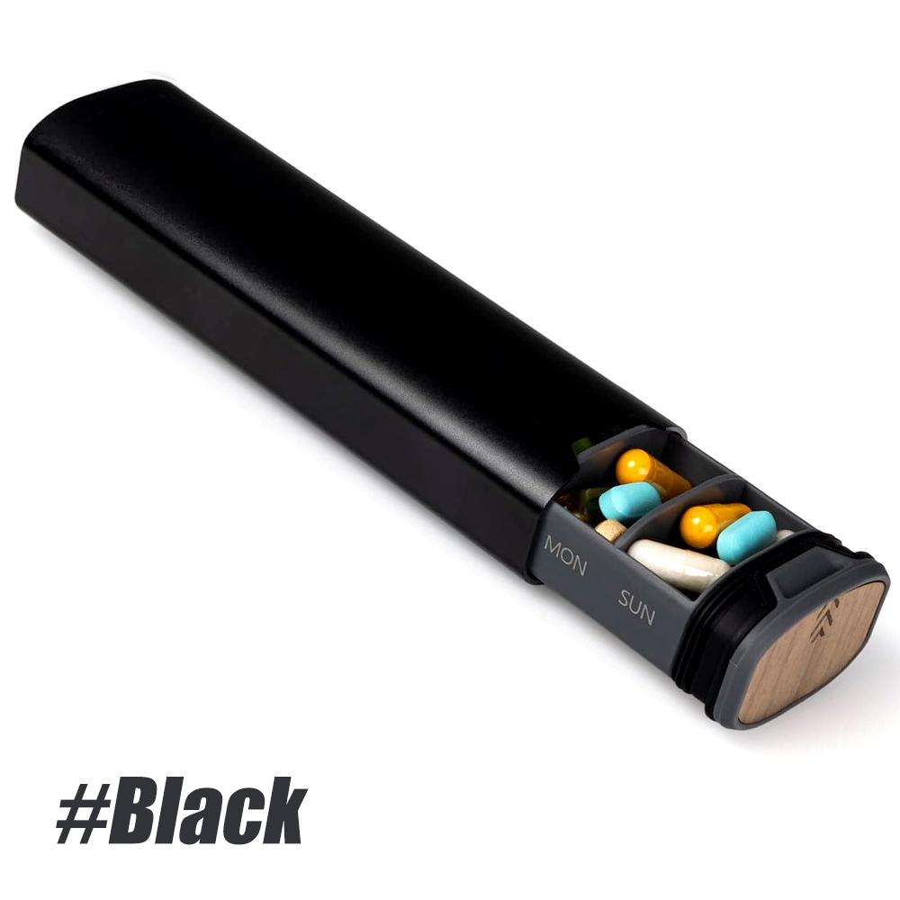 1 ks 7denní týdenní organizér na léky slitina hliníku a dřevo velkokapacitní krabička na léky na pilulky vitamíny a léky