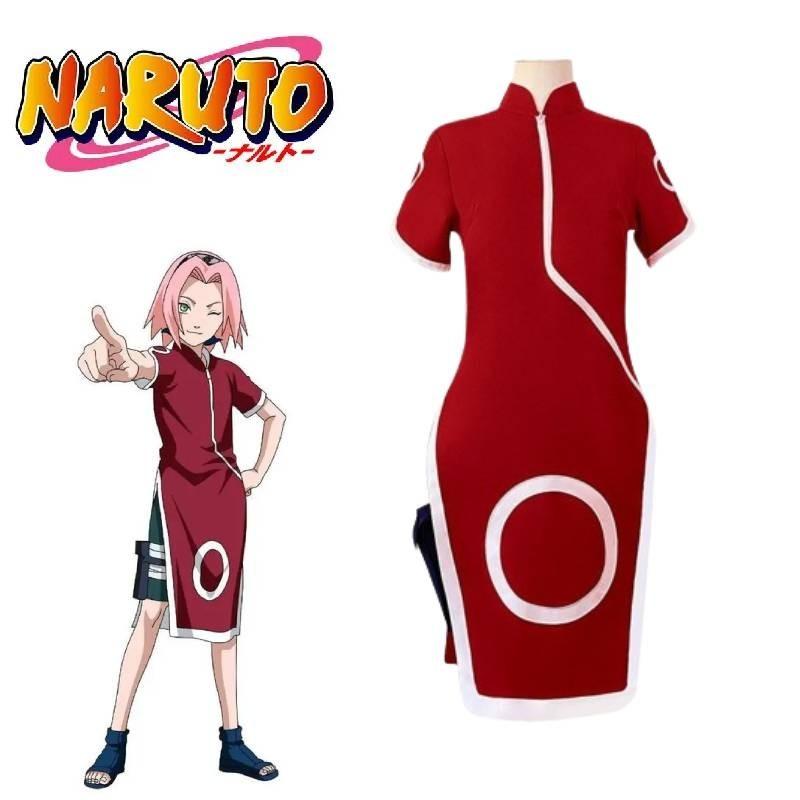 Costume Cosplay di Alta Qualità Haruno Sakura Unisex Abito Cheongsam Rosso Gioco di Ruolo Anime