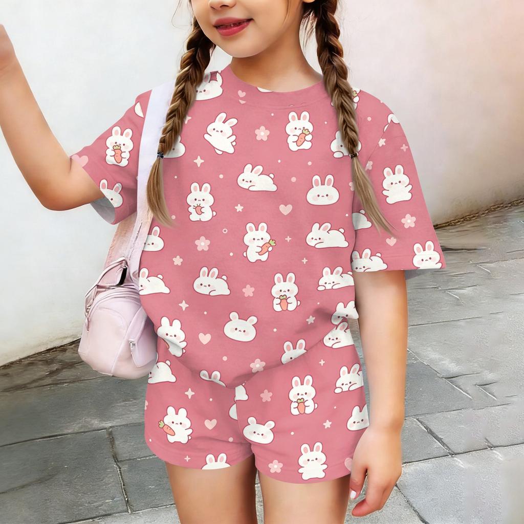 Kids Casual Short Sleeve Shirt and Shorts Set Animal Print Two Piece Outfit Lightweight Comfortable Summer Clothing for Children