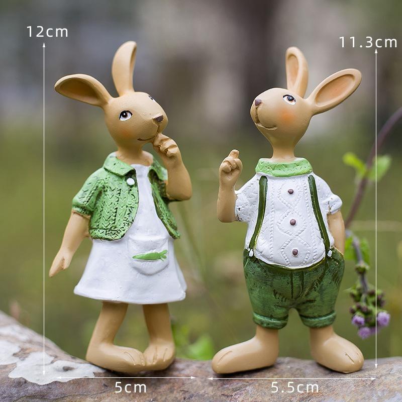 Balcony Garden Creates Decorative Arrangements with Cartoon Animals, Creative Rabbits, Courtyard Tabletop Resin, Cute Healing Ornaments