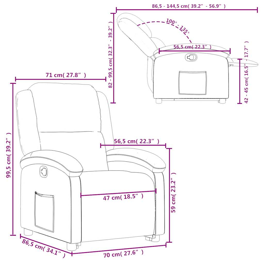 Recliner Chair with Lift Assistance Cappuccino Faux Leather
