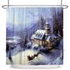 Merry Christmas Snowman Shower Curtains Waterproof Bath Curtain Santa Claus Snowflake for Bathroom Home Decor with Hooks