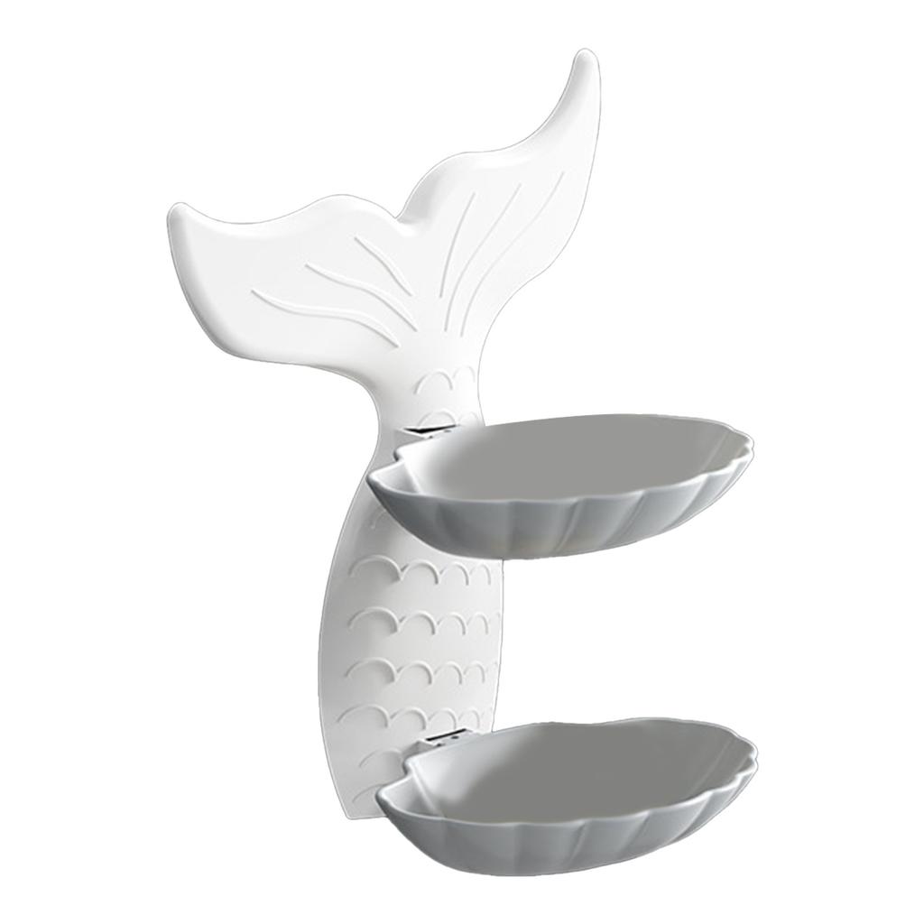 Double Layer Soap Dish Wall Mounted PP Goldfish Shaped Soap Draining Holder for Bathroom