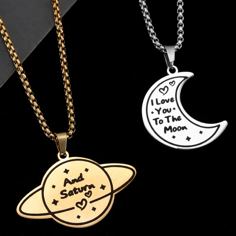 Star Moon Couple Necklace Men and Women Chinese Valentine's Day Gift Pendant