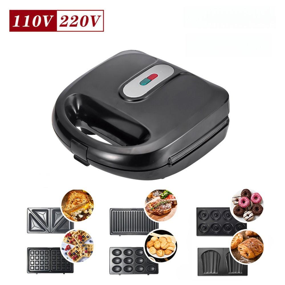 6-in-1 750W High Power Sandwich Machine Kitchen Double-Sided Baking Waffle Maker Multifunctional Breakfast Machine