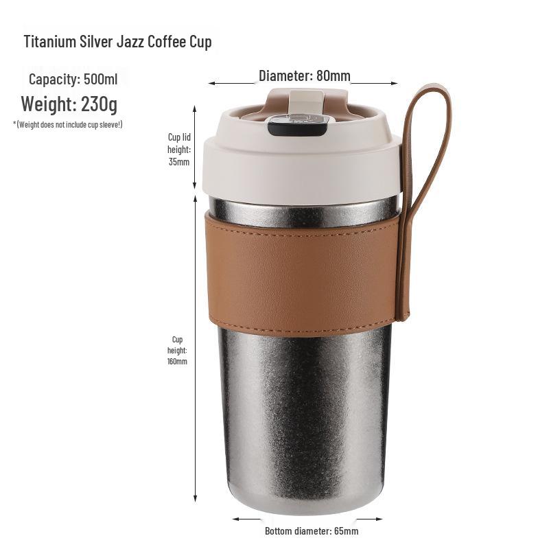 

High-Value Pure Titanium Insulated Coffee Cup: Double-Layer Vacuum Cup for Men & Women, Portable Outdoor Car Cup Gift Set 500ml