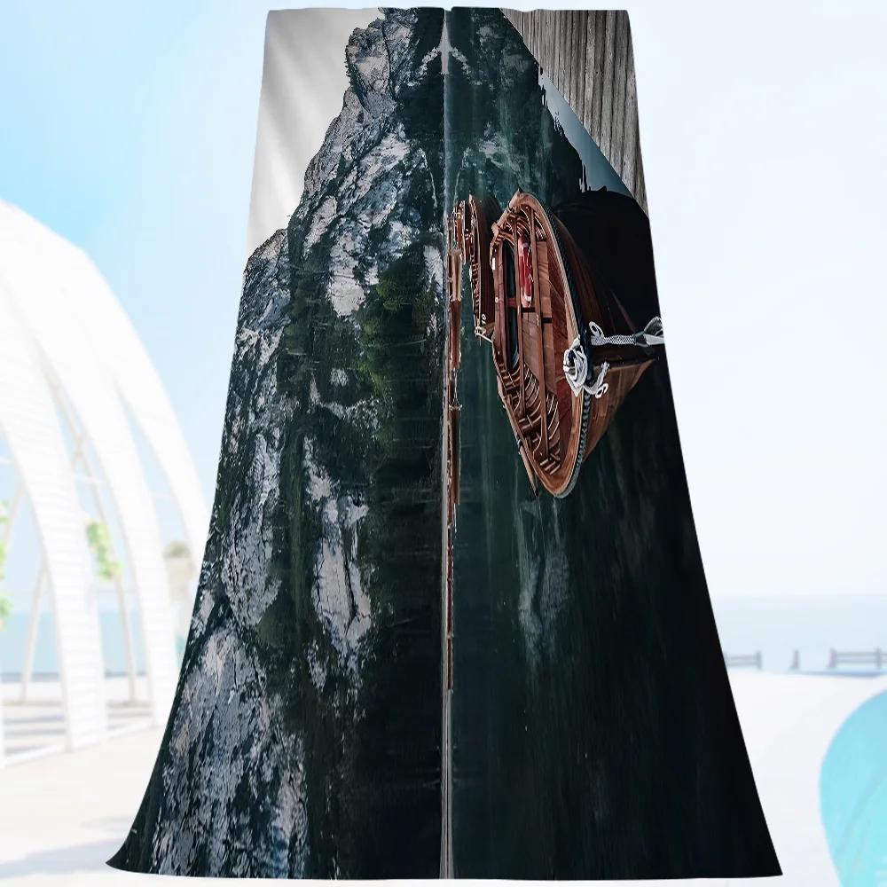 

Landscape Boat Art Big Microfiber Beach Towels Quick Dry Towel Sand Beach Towels Pool Towel For Travel Swim Pool Yoga W30*H60(CM)