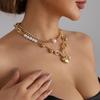 Two Tiers Chain Jewelry With Romance Oversized Heart Charm Sturdy Alloy Fashion Accessory