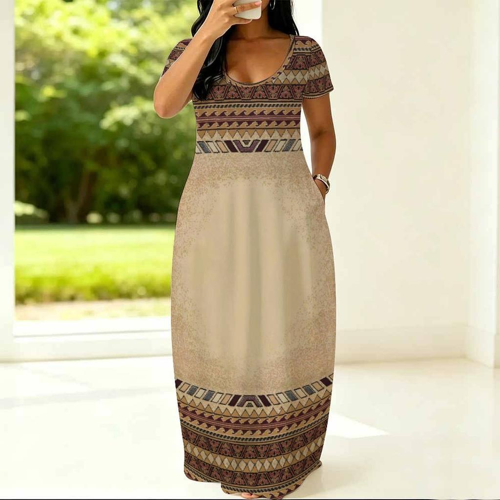 Crew Neck Short Sleeve Plus Size Gown Ladies Summer Soft Casual Outfit