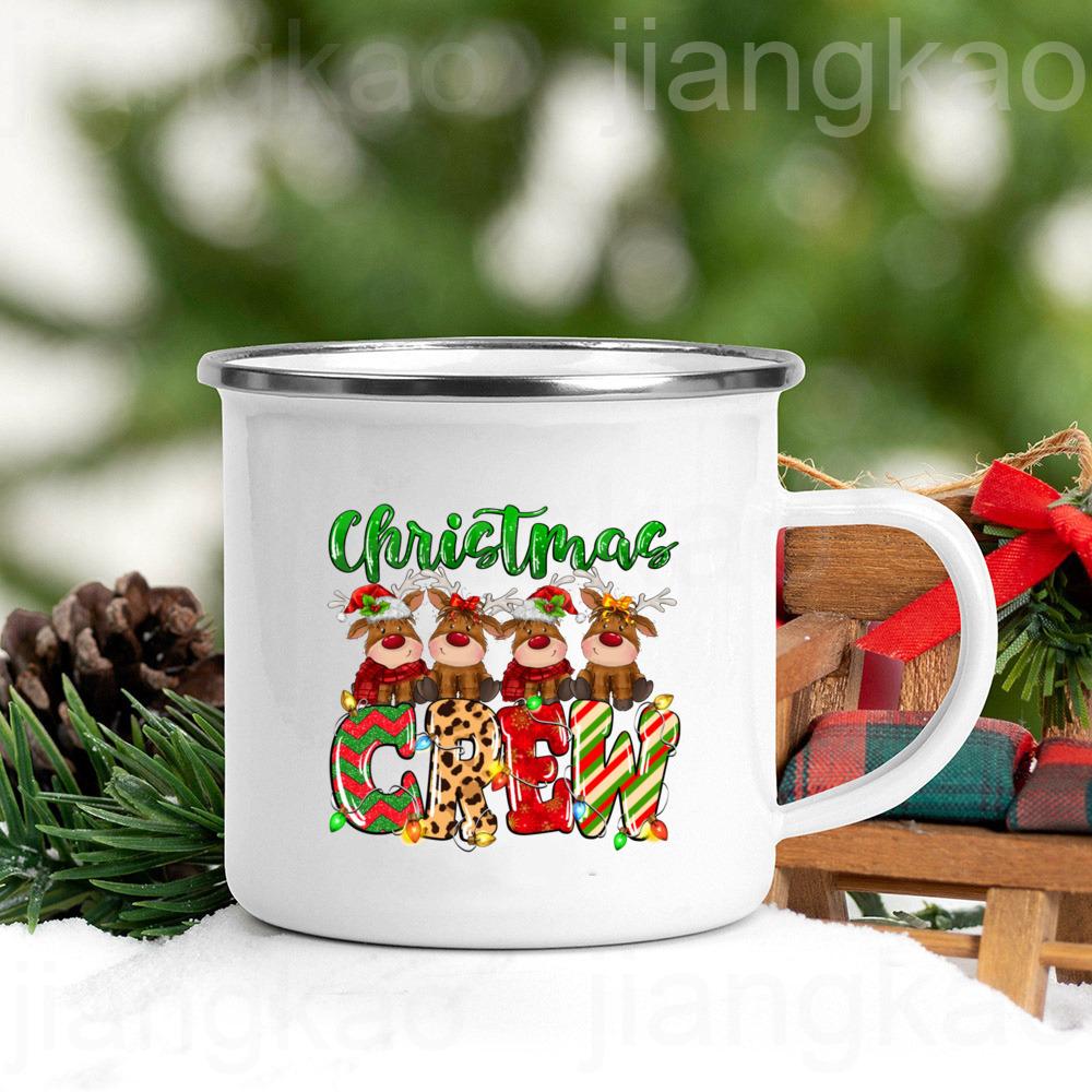 Merry Christmas Deer Printed Mug Christmas Party Decor Cup Drinks Wine Juice Coffee Cups Holiday Mugs Gift for Family Friends