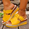 Spliced Wedge Mopping Women's Round Toe Open Toe Platform Anti-Slip Wear-Resistant Kitten Heel Shoes