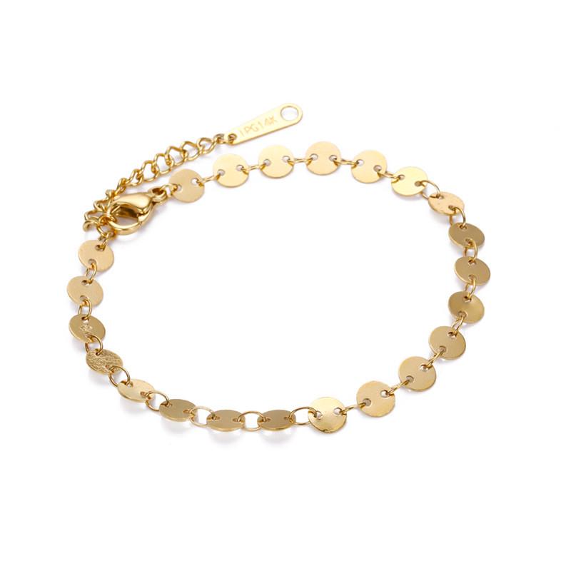 European And American Fashion Disc 316l Titanium Steel Gold -Plated Ladies Bracelet 