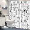 Black Tribal Geometric Shower Curtain - 70x70 Inches, Polyester, Machine Washable, Modern Minimalist Design,  Fashion Theme