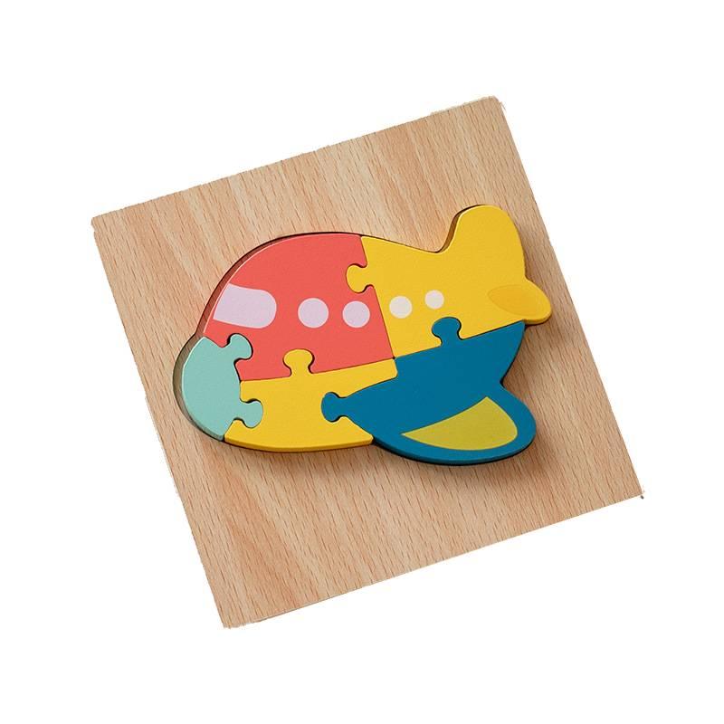 Wooden 3d Puzzle Cognitive Animal Traffic Shapes Matching Blocks For Early Education