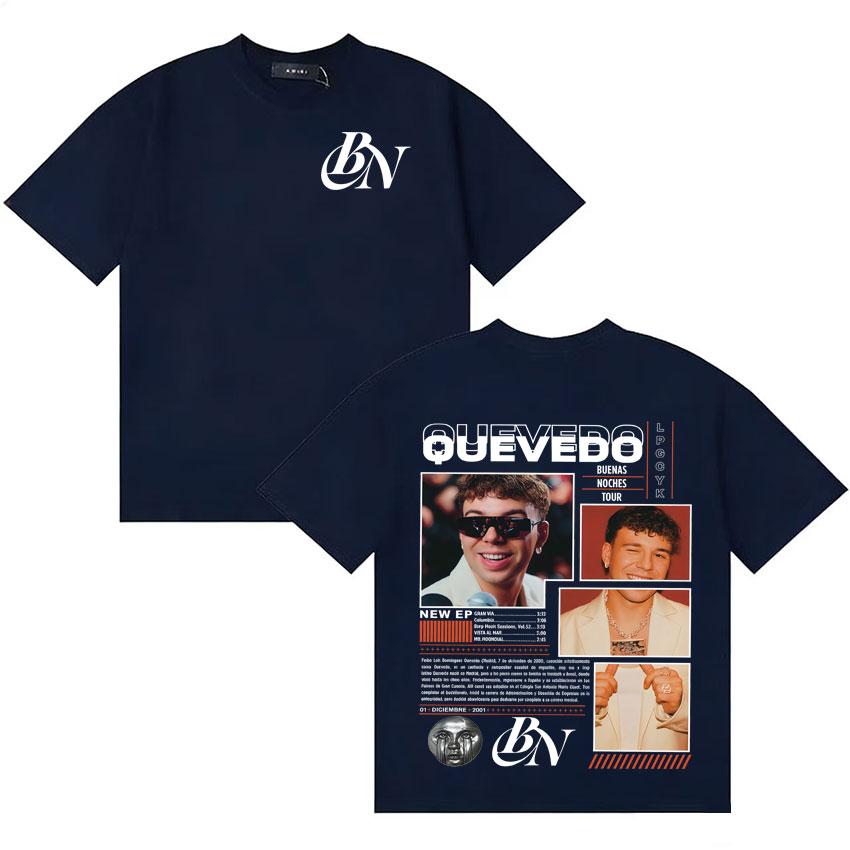Rapper QUEVEDO BUENAS NOCHES Music Tshirt Unisex Women Fashion Crewneck Tshirts Casual Loose Y2K Short Sleeve T Shirt Fans Gift