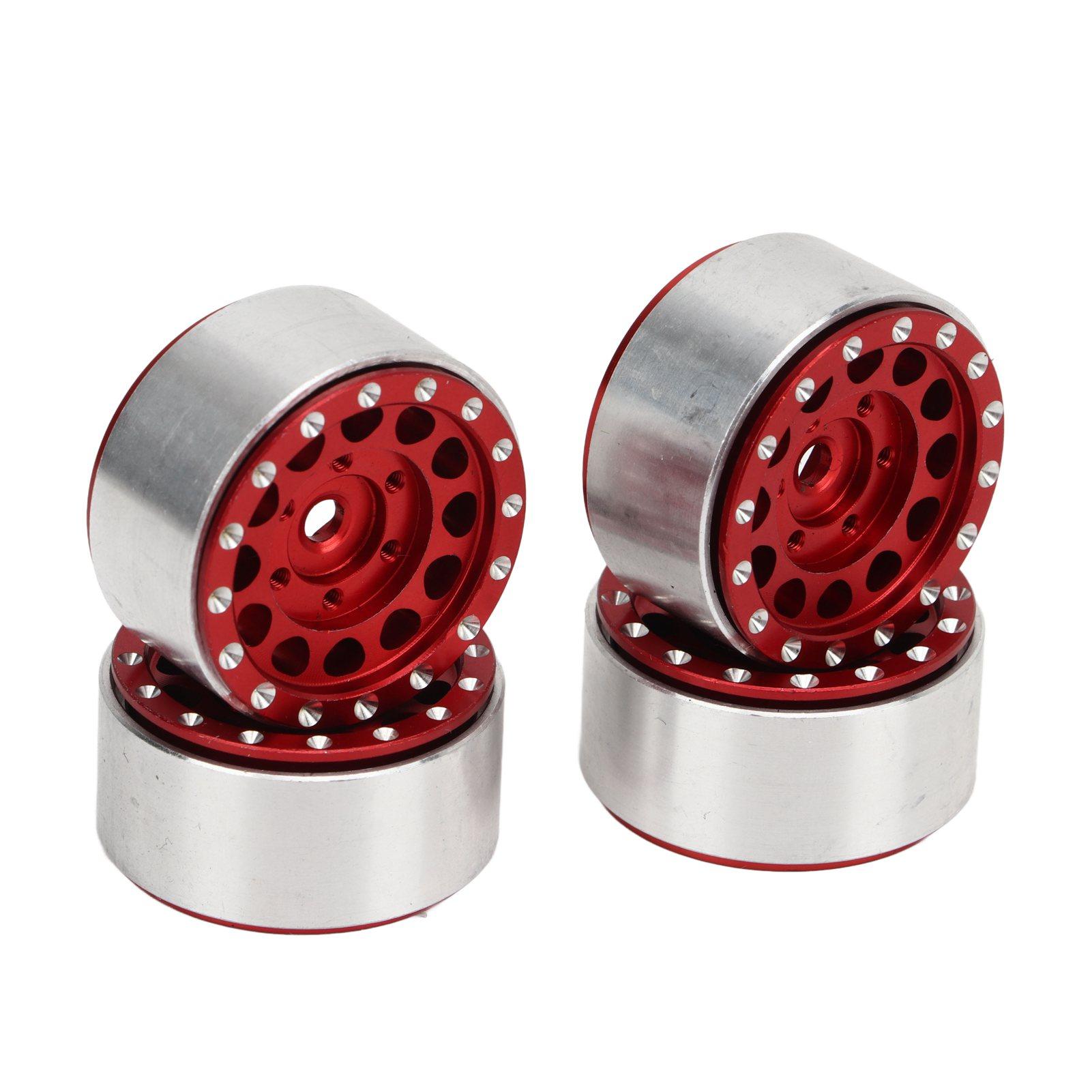 

4 PCS RC Beadlock Wheel Hubs Aluminum Alloy RC Wheel Rims Hub for Traxxas 1 18 RC Cars for Axial SCX24 1 24 RC Cars Red червоний