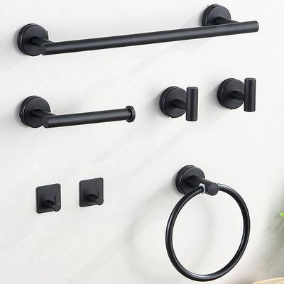 Edelstahl 304 Badezimmerset: Ablageregal, Handtuchstange, Handtuchring, Toilettenpapierhalter, Bademantelhaken