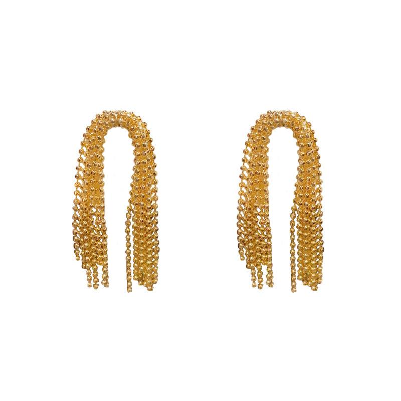Temperament Metal Long Chain Tassel Earrings Unique Design Fashionable Earrings Light Luxury High-end Earrings