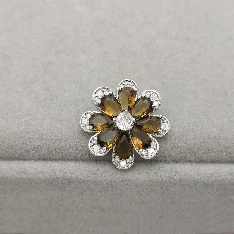 5pcs Colorful Zircon Flower Design Luxury Shank Buttons Of Clothing Elegant High Quality Shinning Rhinestone Sewing Button