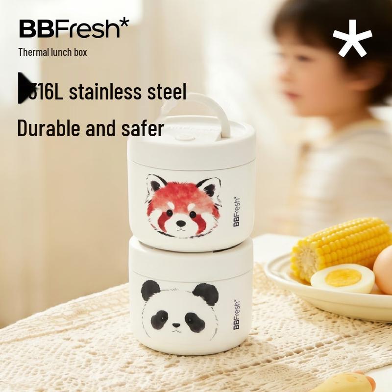 BBFRESH Маленькая панда 316L Нержавеющая сталь Термоланч-бокс 620ml