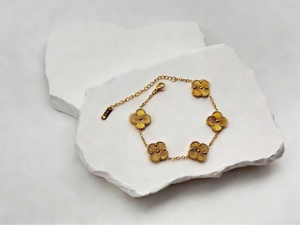 Pulsera de trébol de cuatro hojas de 15 mm - Joyería clásica de cinco flores, oro de 18k, no se decolora.