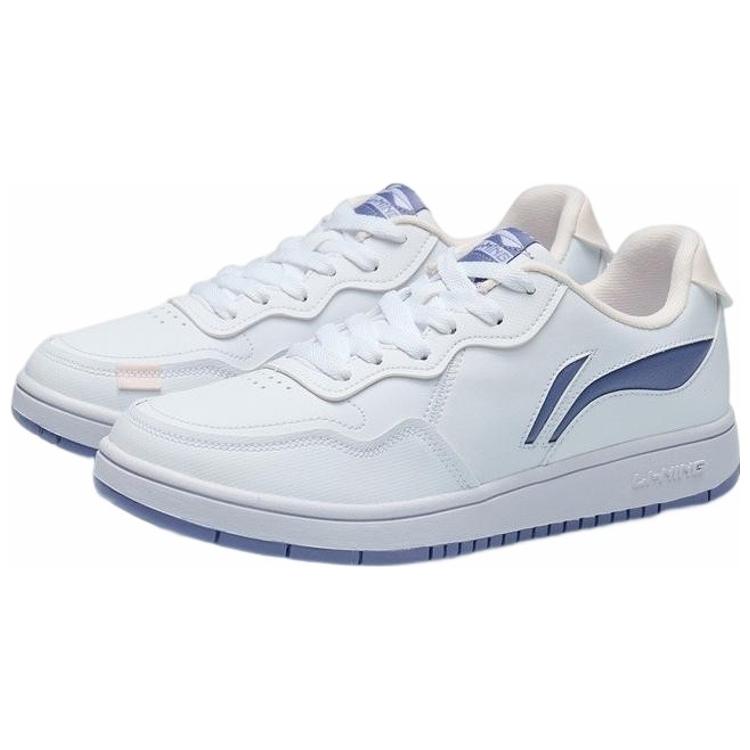 New LiNing Anti Slip Wear Resistant Low Top Skateboard Shoes Women's White Blue AGCR318-3