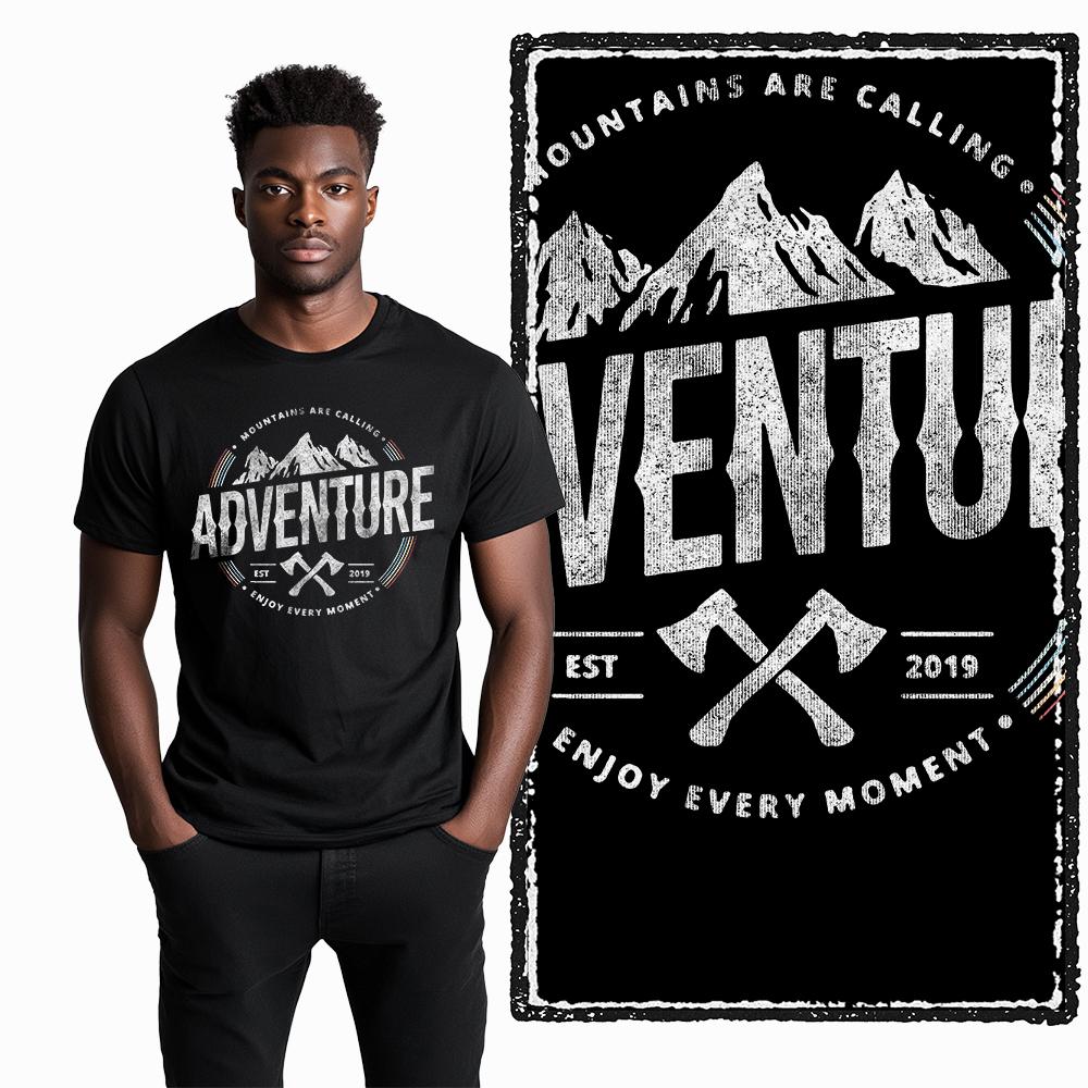 Coolmind YA006 100% Baumwolle Abenteuer-Print Herren T-Shirt exklusiv große Größe Grafik Herren T-Shirt lockeres T-Shirt Herren