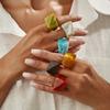 Trendy Personality Irregular Geometric Multi-faceted Shading Color Resin Rings Does Not Fade for Women Finger Jewelry Accessory