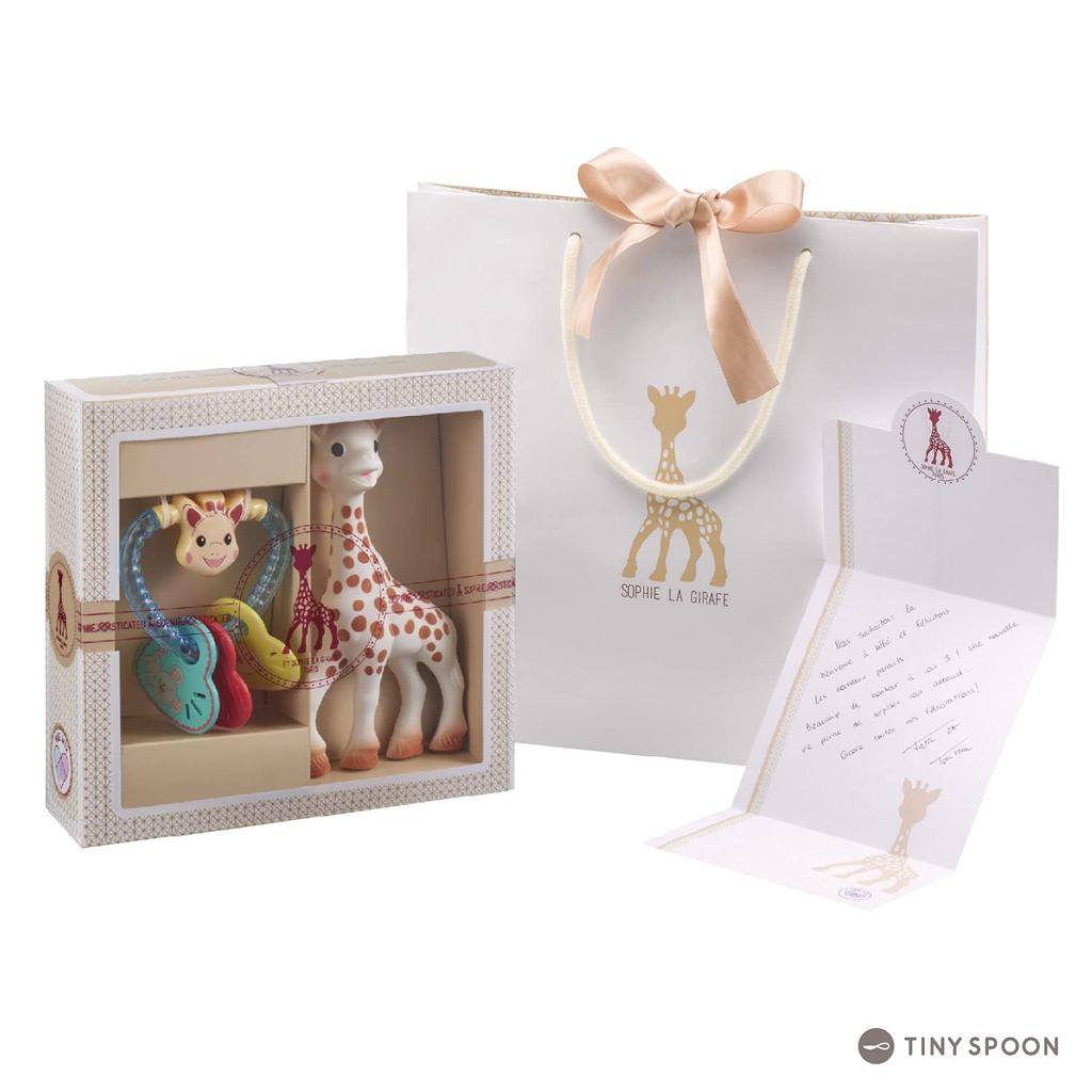 Sophie la Giraffa Sacchetto regalo sonaglio a forma di cuore con biglietto con messaggio Vulli giapponese Dentizione Può essere utilizzato da 0 anni e 3 1 anno Articoli per il primo bambino