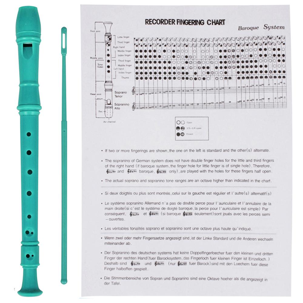 ABS Soprano Descant Recorder Clarinet 8 Holes German Style C Key with Fingering Chart Cleaning Stick for Kids Beginners