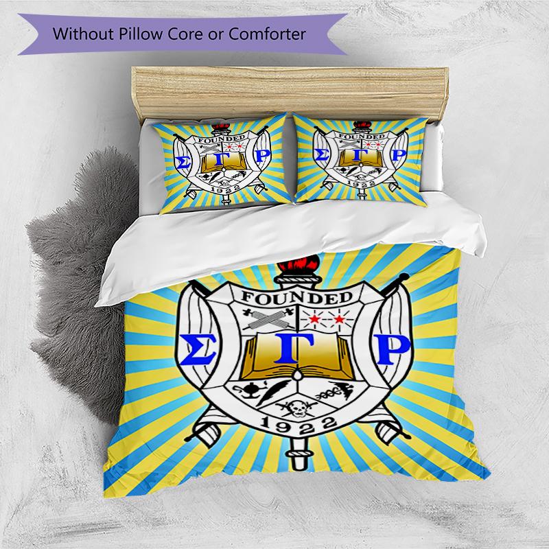 3pcs Sigma SGR Gamma Rho Pattern Bedding Set Duvet Cover Set Includes Duvet Cover &pillowcases, Perfect All Season Bedroom Decoration & Gift