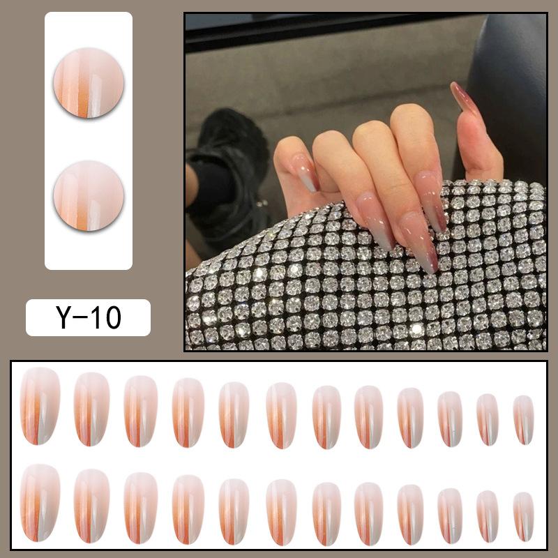 Y1 Fake Nail Sticker Wearing Nail Finished Nail Piece Removable Blush Nail Girl Cat Eye Gradual Change Nail Patch