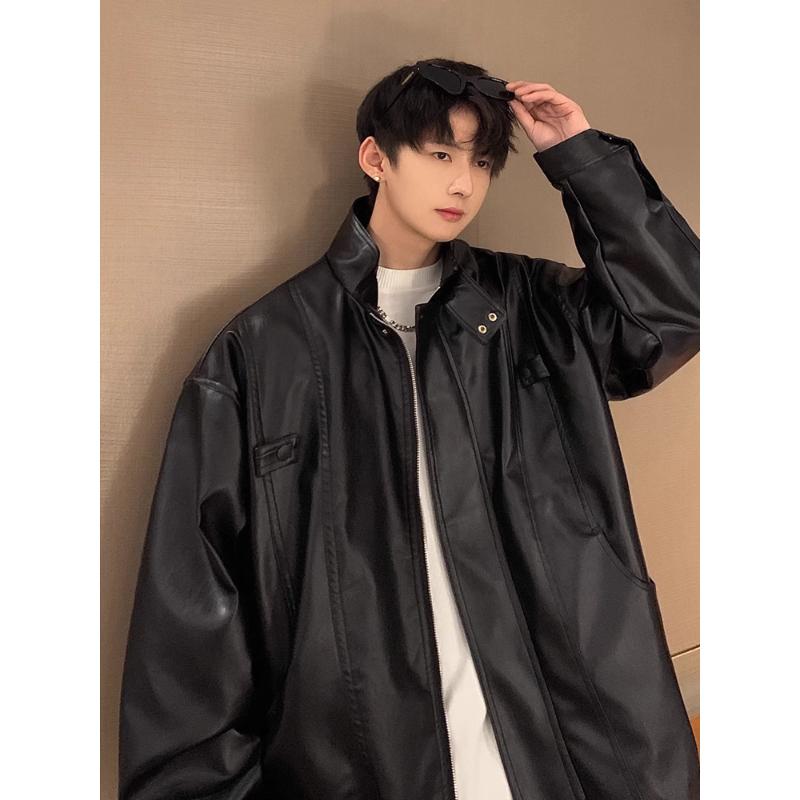 

Мужская куртка в стиле ретро со стойкой воротником, осенне-зимняя, свободного кроя, утолщенная, уличная куртка-топ L чёрный