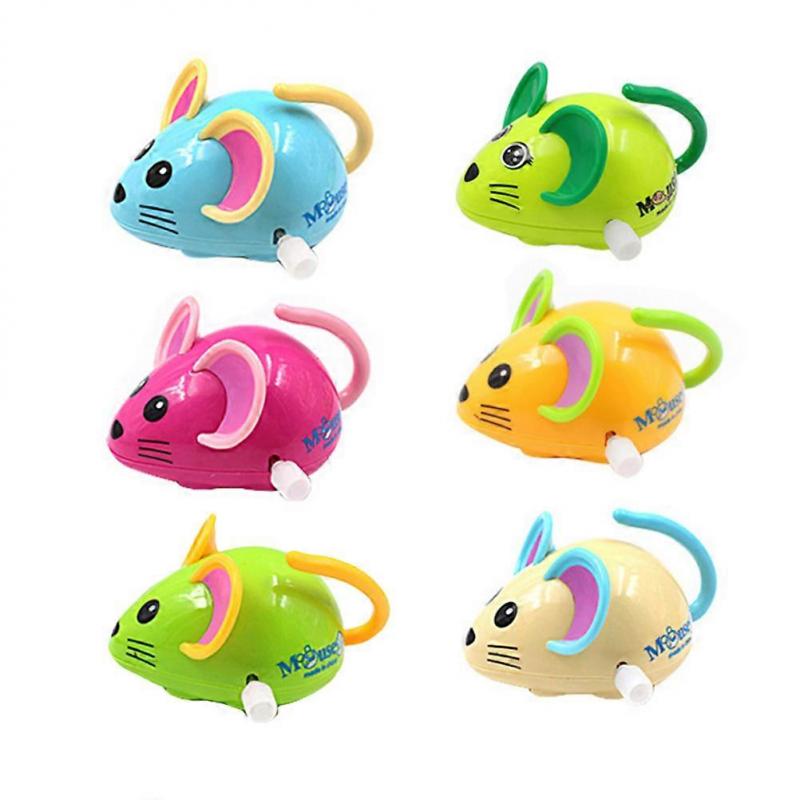 6pcs Wind-up Mouse Toys Funny Plastic Mouse Cartoon Clockwork Toy Birthday Gift for Kids Children (Mixed Color)