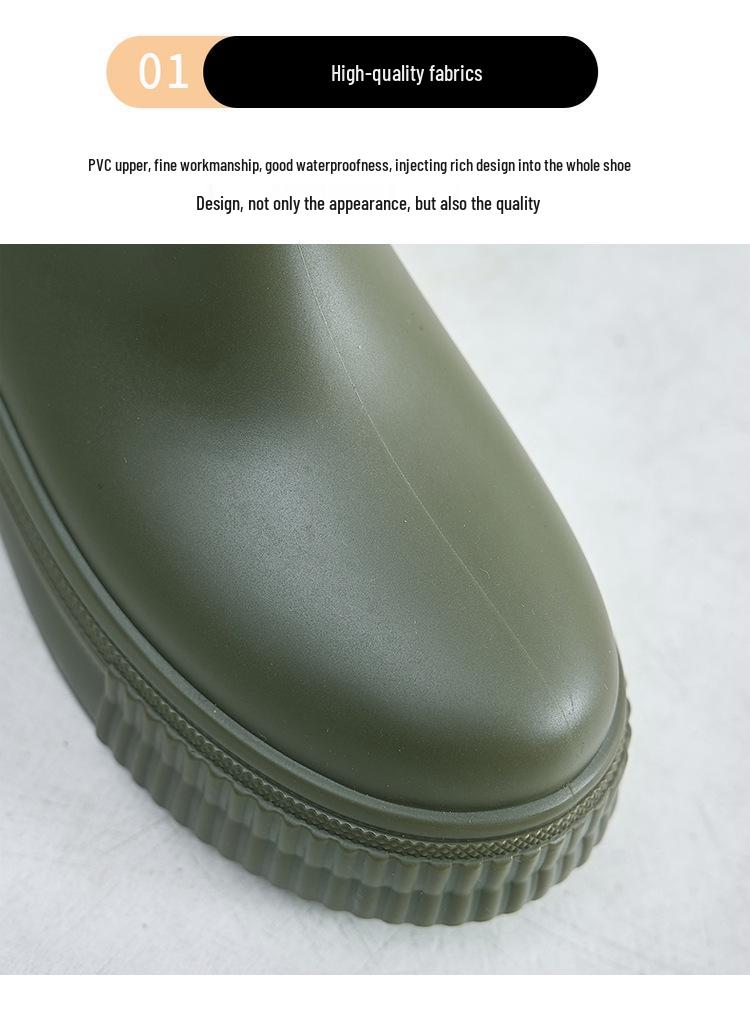 Women's Non-slip Martin Rain Boots - Wear-resistant, Fashionable Short Boots with Thick Rubber Soles for Grocery Shopping