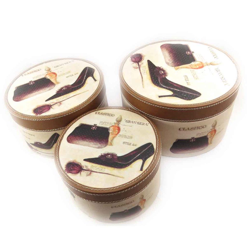 Les Trésors De Lily [J7522] - Set de 3 malles bois 'Belle Epoque' beige marron