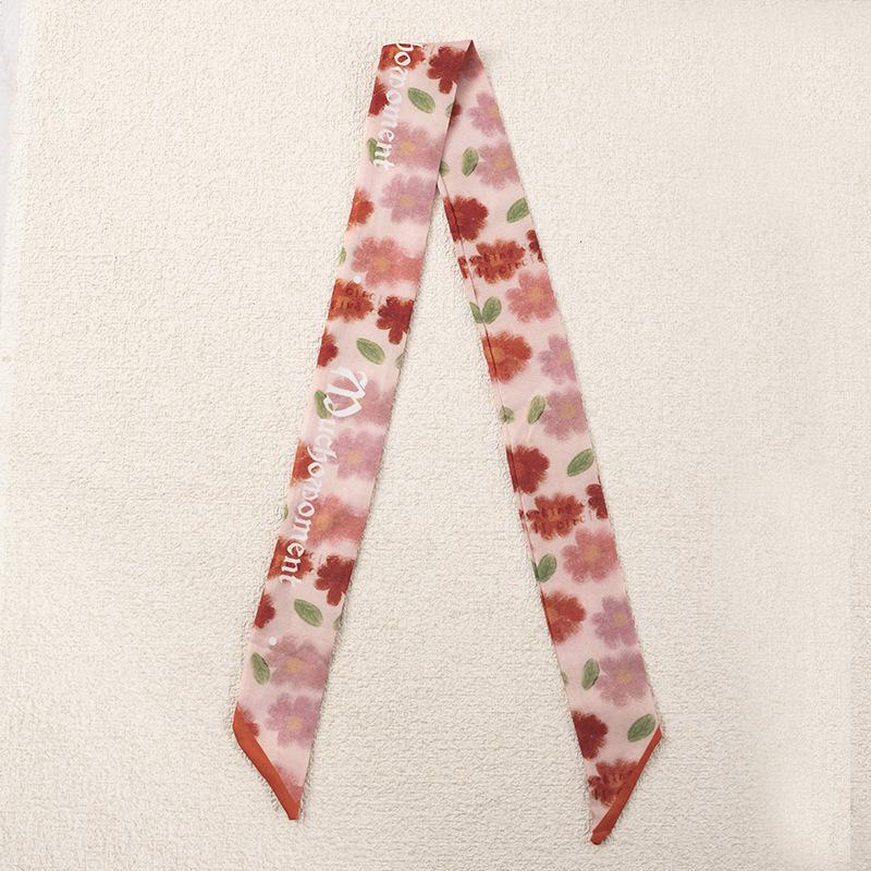 New Floral Hair Tie Set: Thin Braided Ribbon Bow and Scarf In Gift Box