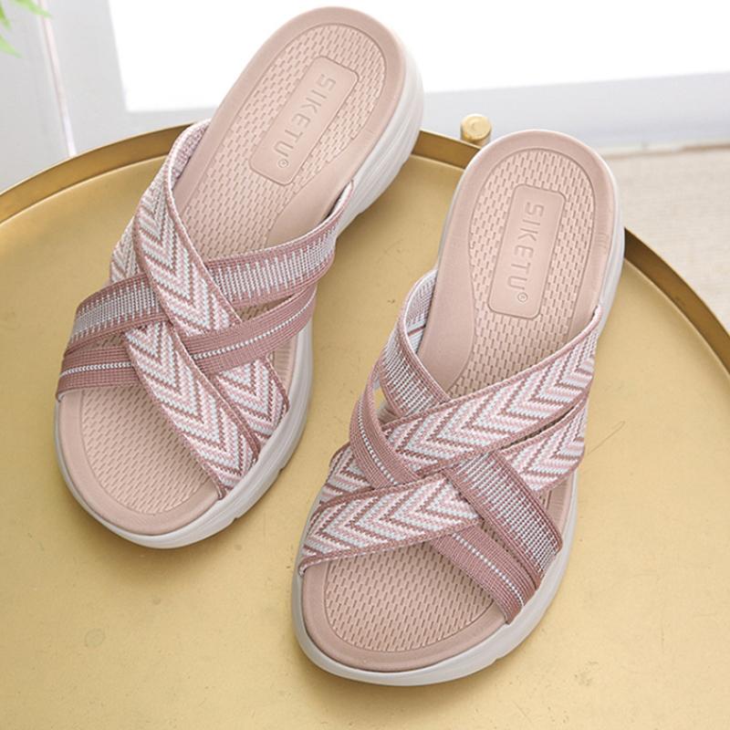 2025 Summer New Sandals For Women Light Sports Style Comfortable Rubber Large-Sized Thick-Soled Slippers Casual Outside Wear