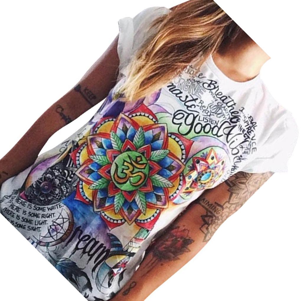 Damen Eule Buchstaben Grafik Bedrucktes Rundhals Kurzarmshirt