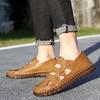 New Arrival Leather Male Hollow Out Beach Shoes Comfortable Walking High Quality Summer Handmade Sandals Mens Slip on Sandals
