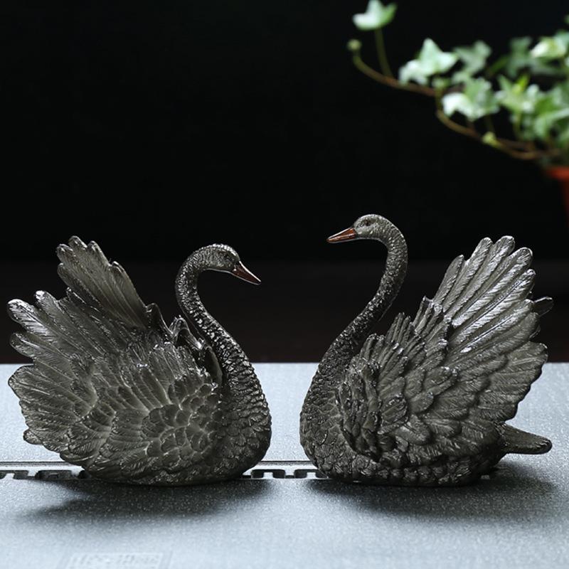 Heat Activated Color Changing Swan Tea Pet Resin Figurine for Tea Ceremony Desk Decoration Feng Shui Ornament Gift