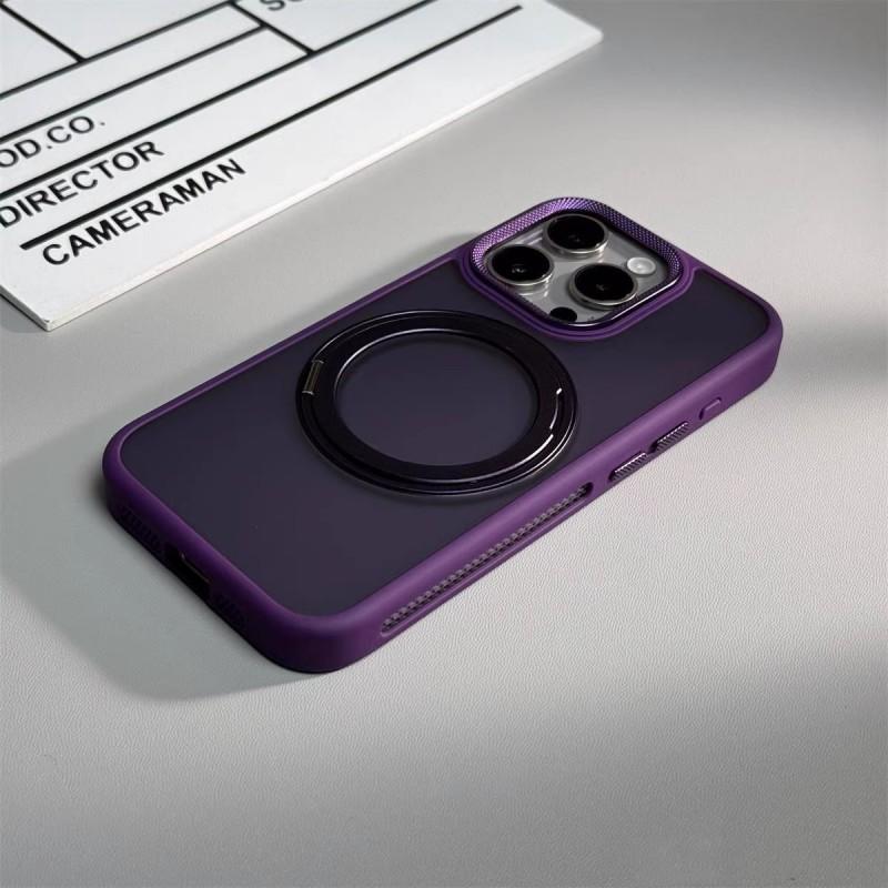 Matte Finish IPhone 17 Pro Max Case With 360 Rotating Magnetic Kickstand Metal-PC Hybrid Heat Dissipation Mesh Design